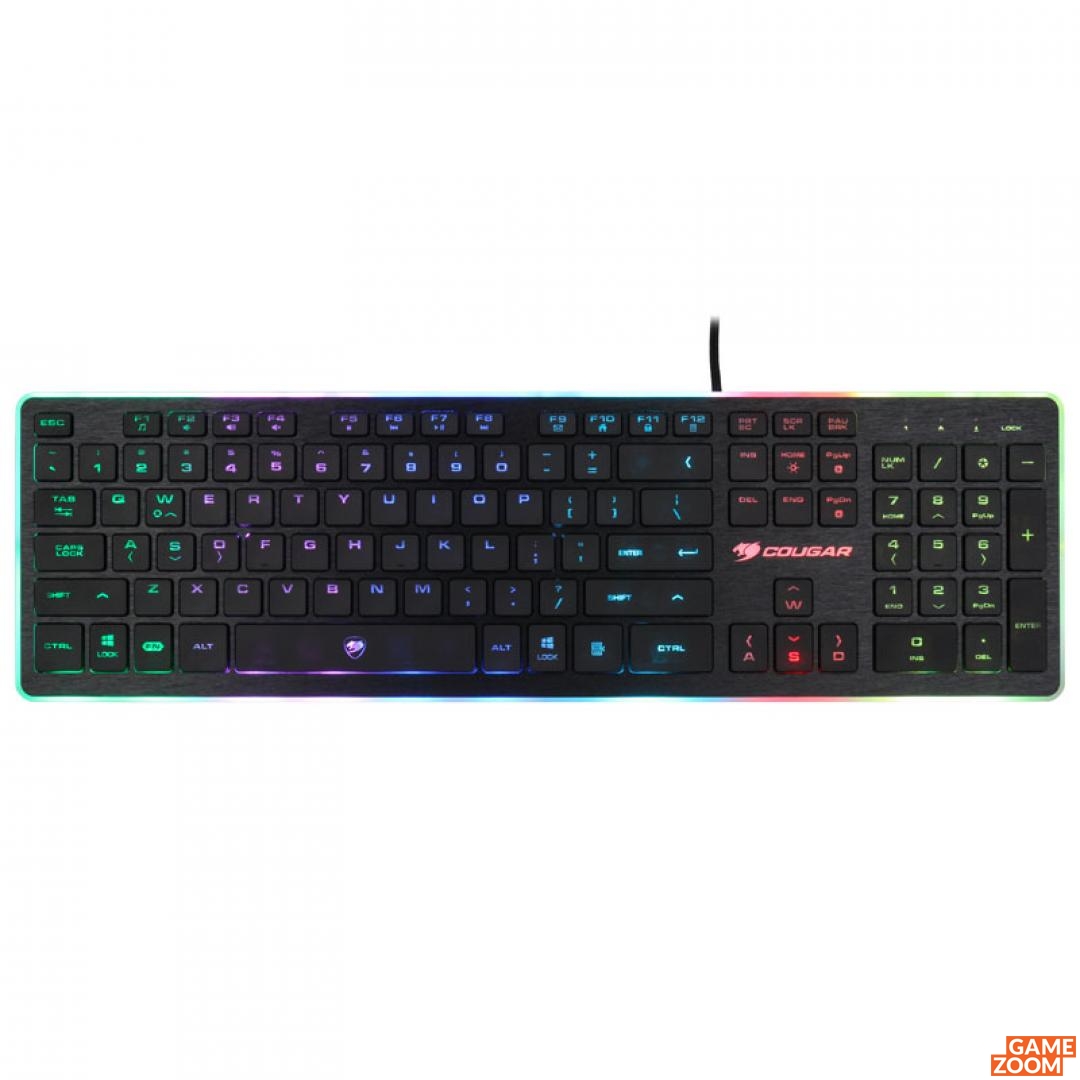 Gamezoom Cougar Flache GamingTastatur mit ScissorTasten und RGBBeleuchtung